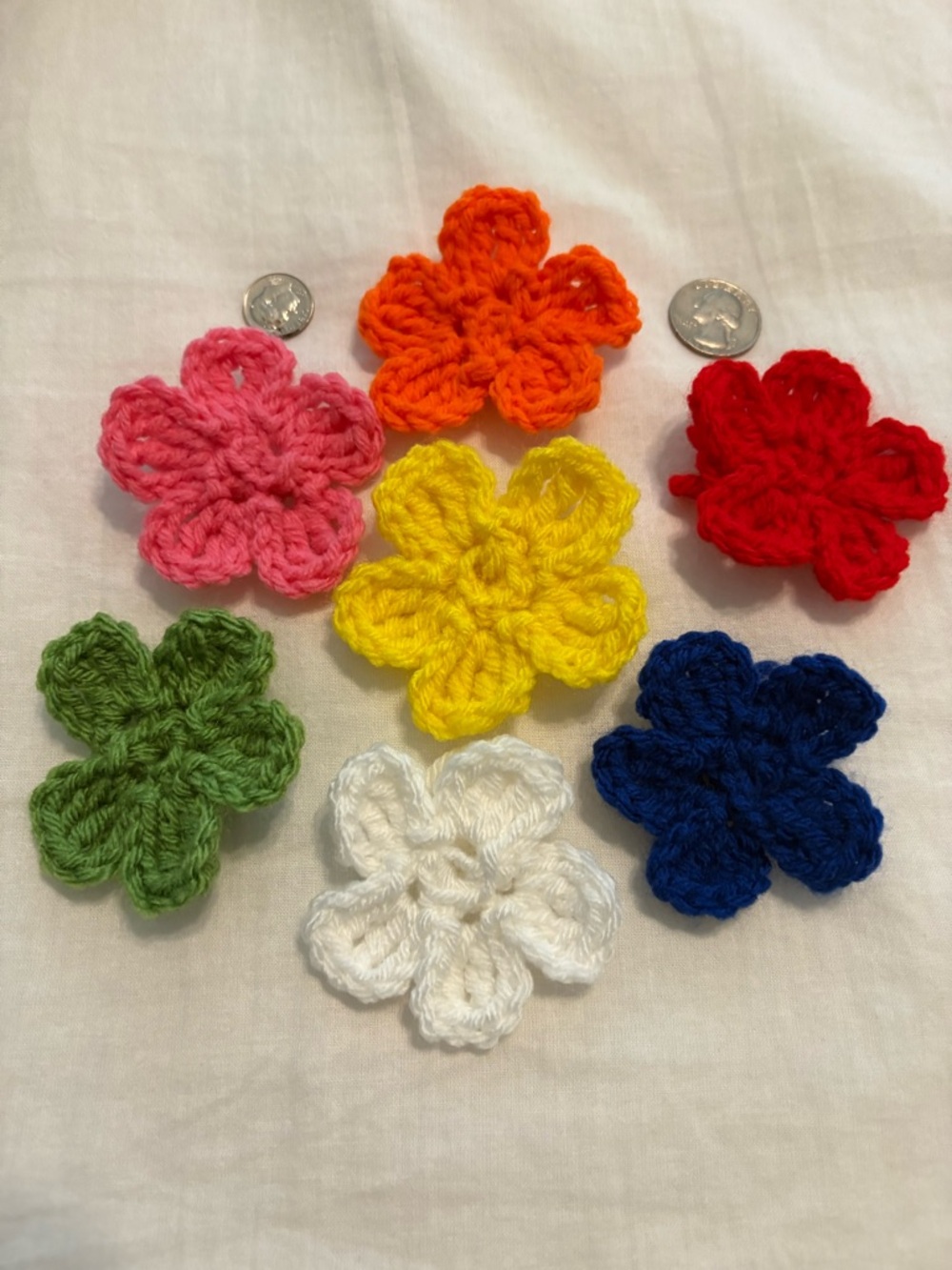 Handmade Multicolor Woven Wildflowers Crochet Flower Appliqués - Set of 7